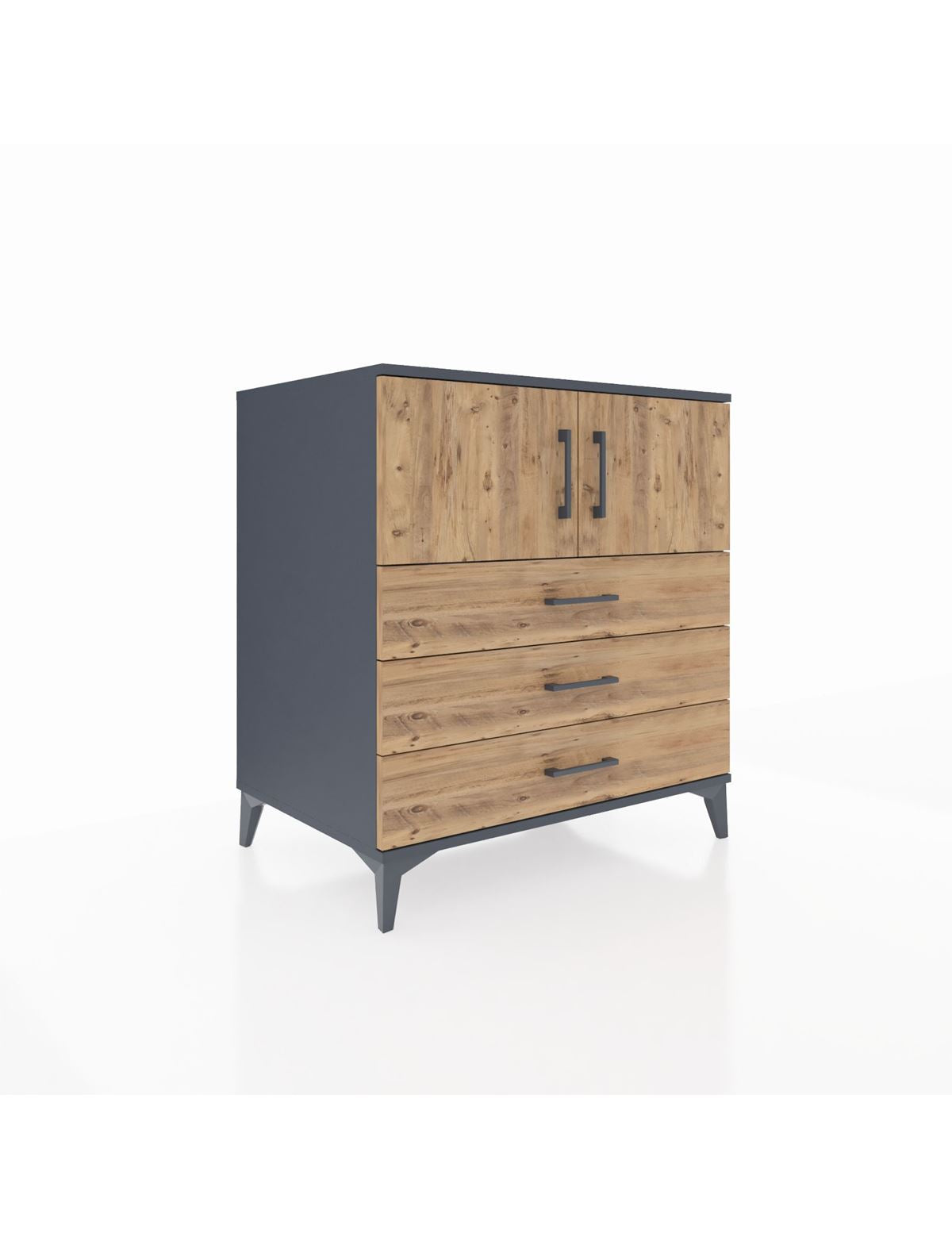 Kronos Şifonyer 2 Raflı 3 Çekmeceli 2 Kapaklı 88x59x96 Antrasit-Çam