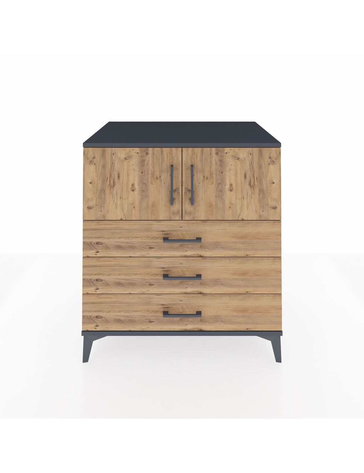 Kronos Şifonyer 2 Raflı 3 Çekmeceli 2 Kapaklı 88x59x96 Antrasit-Çam