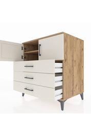 Kronos Şifonyer 2 Raflı 3 Çekmeceli 2 Kapaklı 88x59x96 Çam-Aytaşı