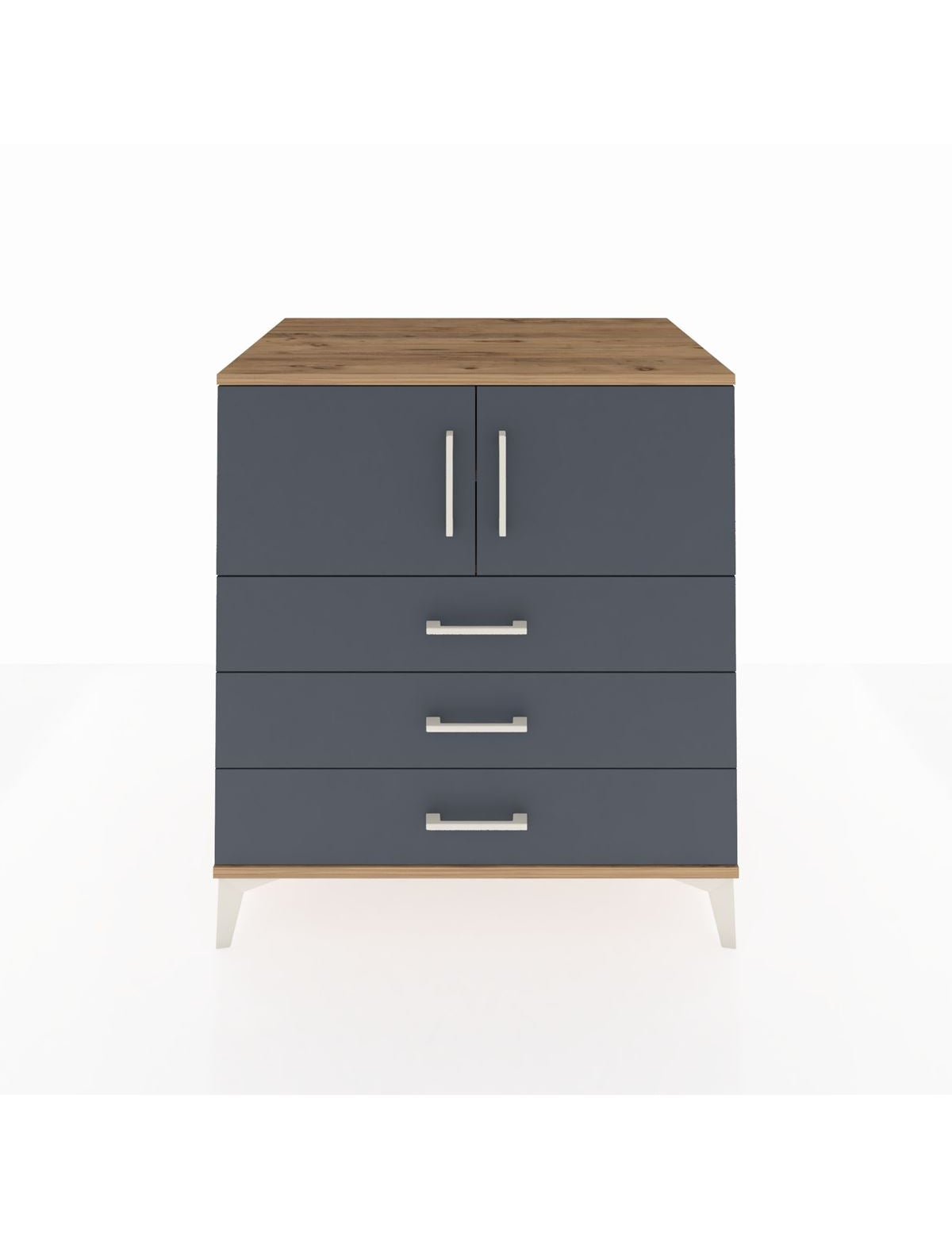 Kronos Şifonyer 2 Raflı 3 Çekmeceli 2 Kapaklı 88x59x96 Çam-Antrasit