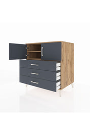 Kronos Şifonyer 2 Raflı 3 Çekmeceli 2 Kapaklı 88x59x96 Çam-Antrasit