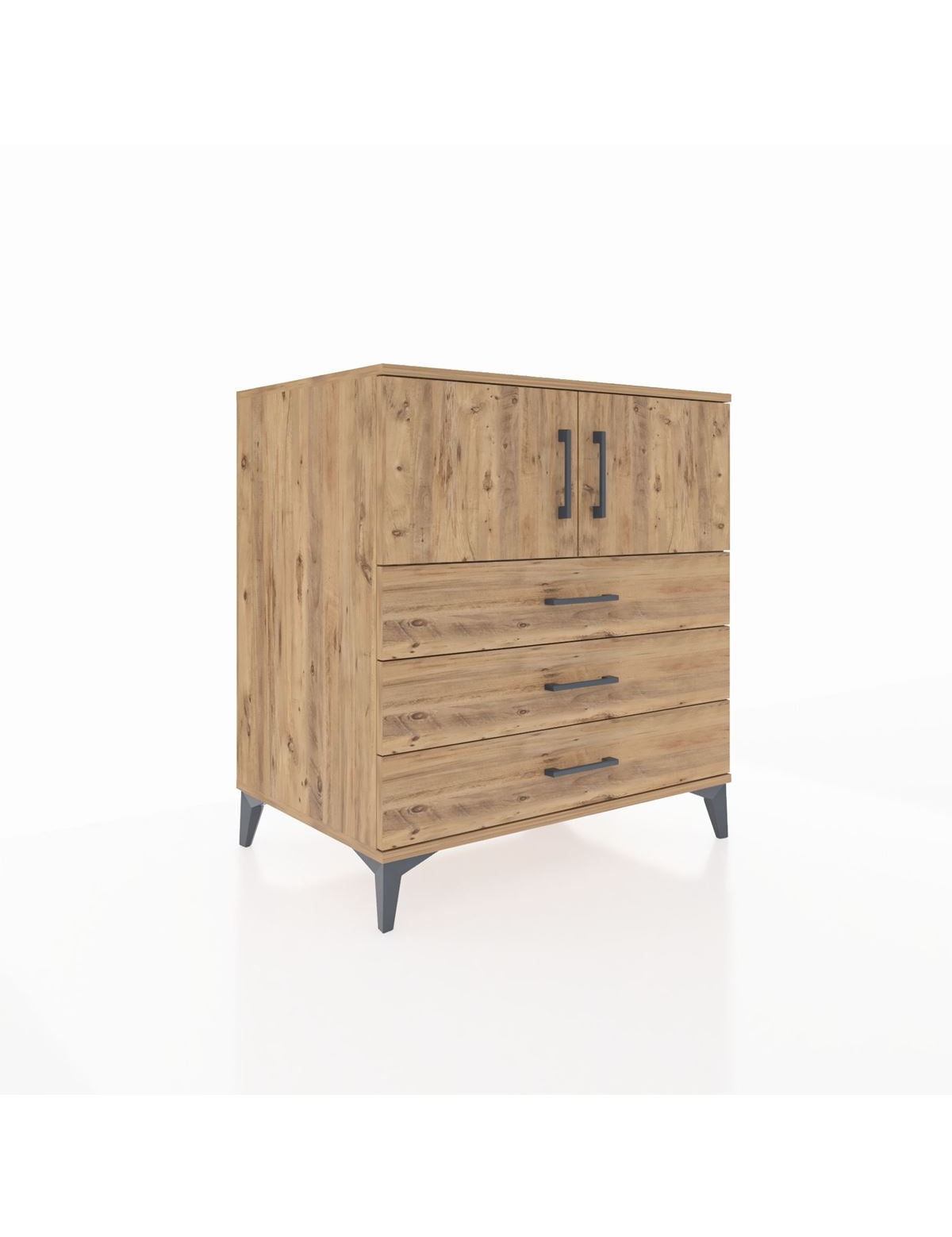 Kronos Şifonyer 2 Raflı 3 Çekmeceli 2 Kapaklı 88x59x96 Çam-Çam