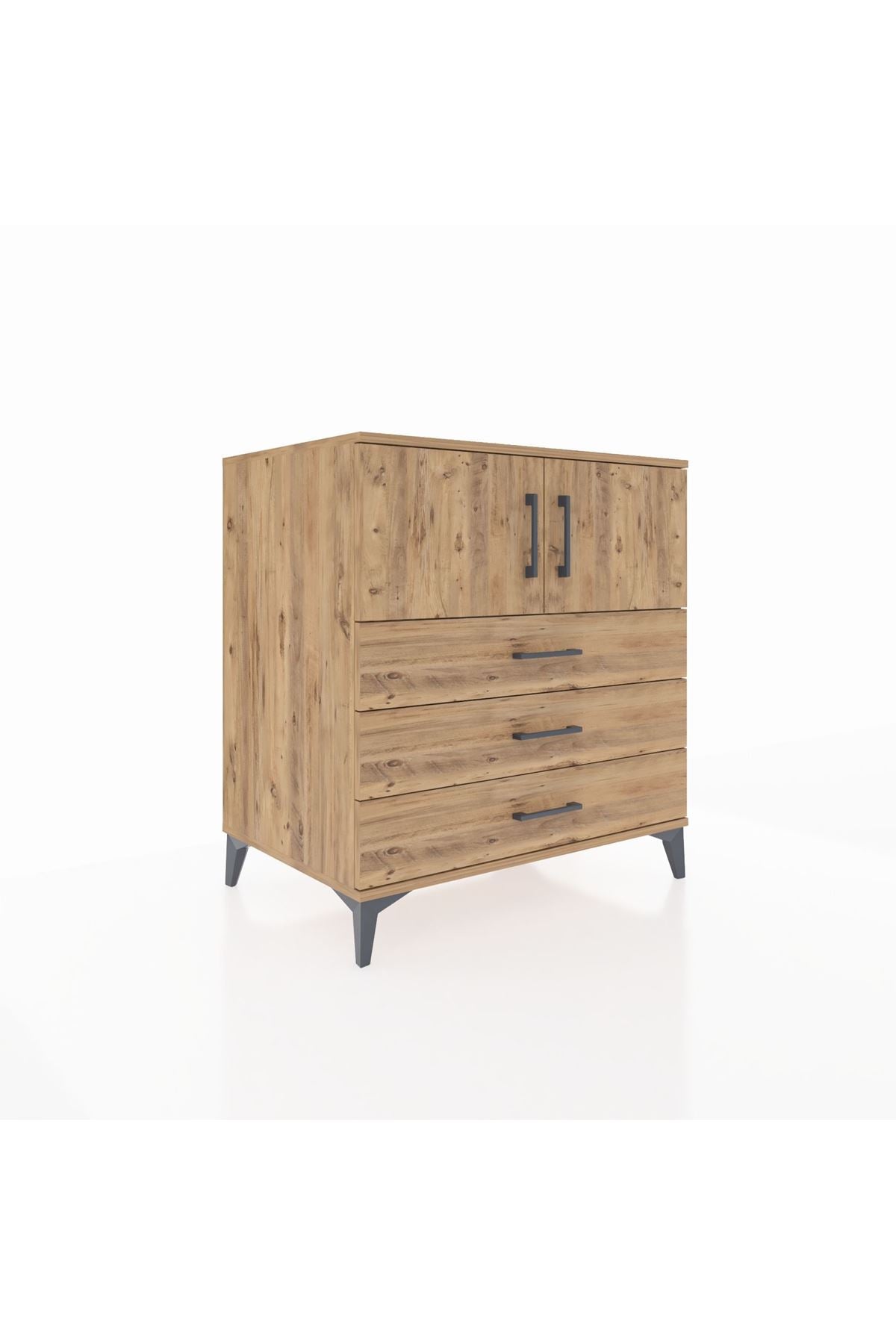 Kronos Şifonyer 2 Raflı 3 Çekmeceli 2 Kapaklı 88x59x96 Çam-Çam