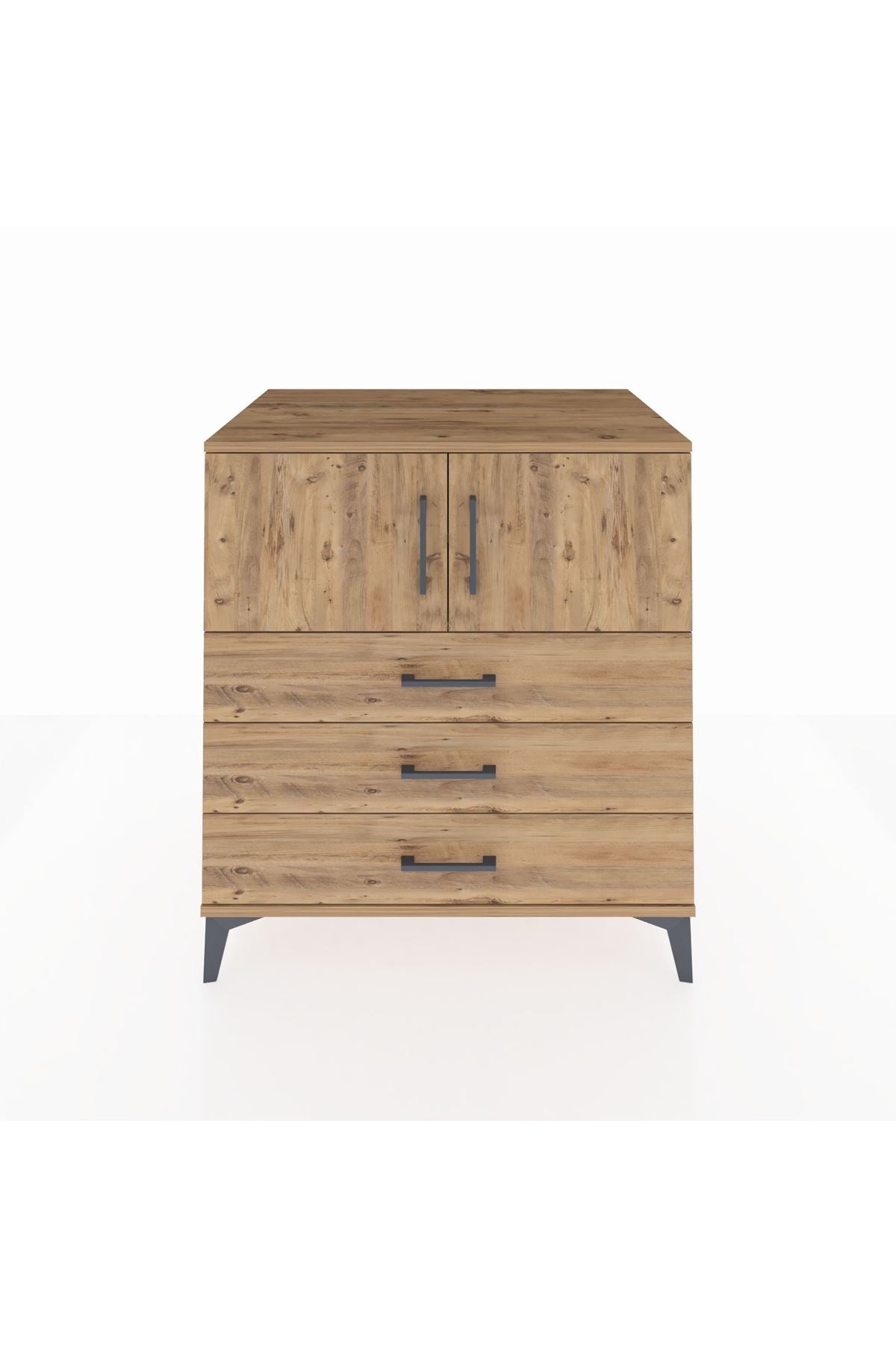 Kronos Şifonyer 2 Raflı 3 Çekmeceli 2 Kapaklı 88x59x96 Çam-Çam