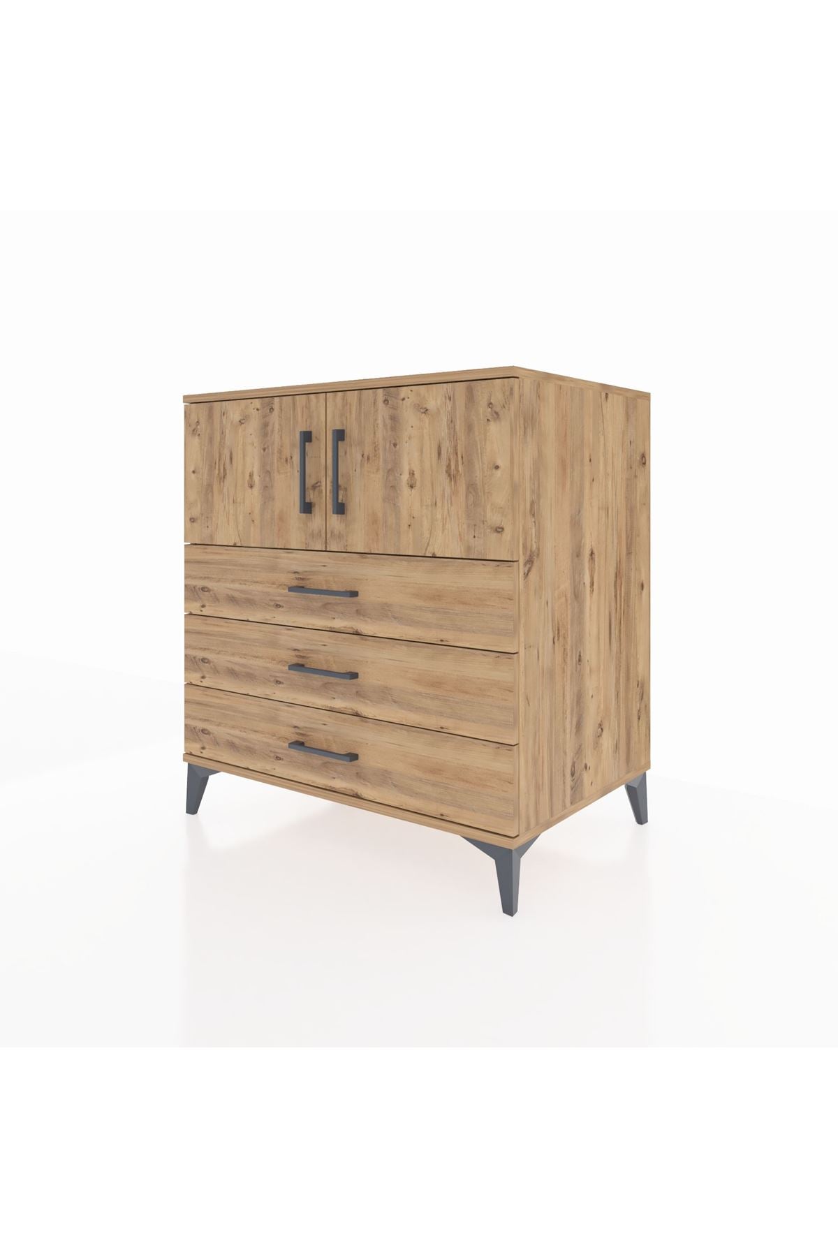 Kronos Şifonyer 2 Raflı 3 Çekmeceli 2 Kapaklı 88x59x96 Çam-Çam