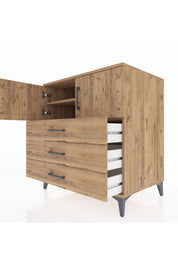 Kronos Şifonyer 2 Raflı 3 Çekmeceli 2 Kapaklı 88x59x96 Çam-Çam