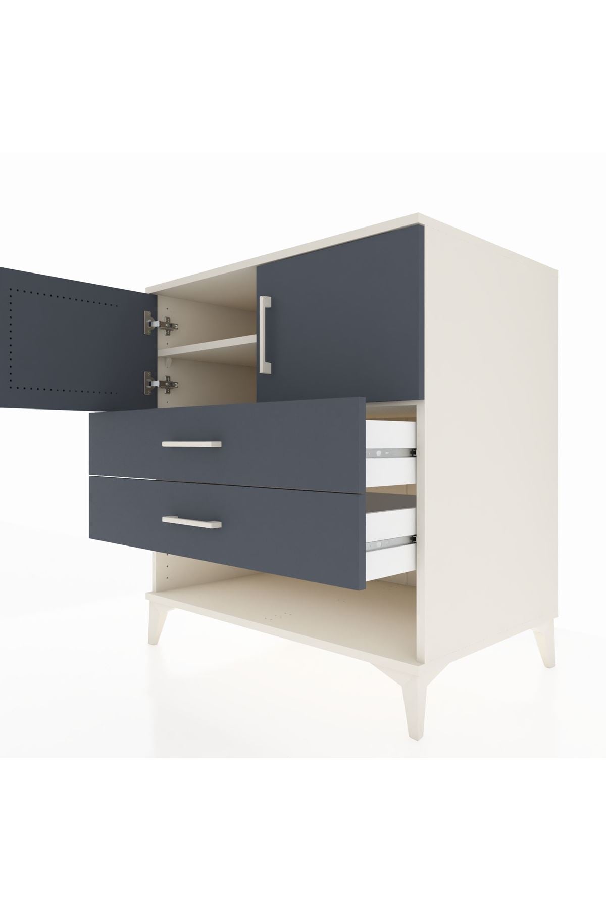 Kronos Şifonyer 2 Raflı 2 Çekmeceli 2 Kapaklı 88x59x96 Aytaşı-Antrasit