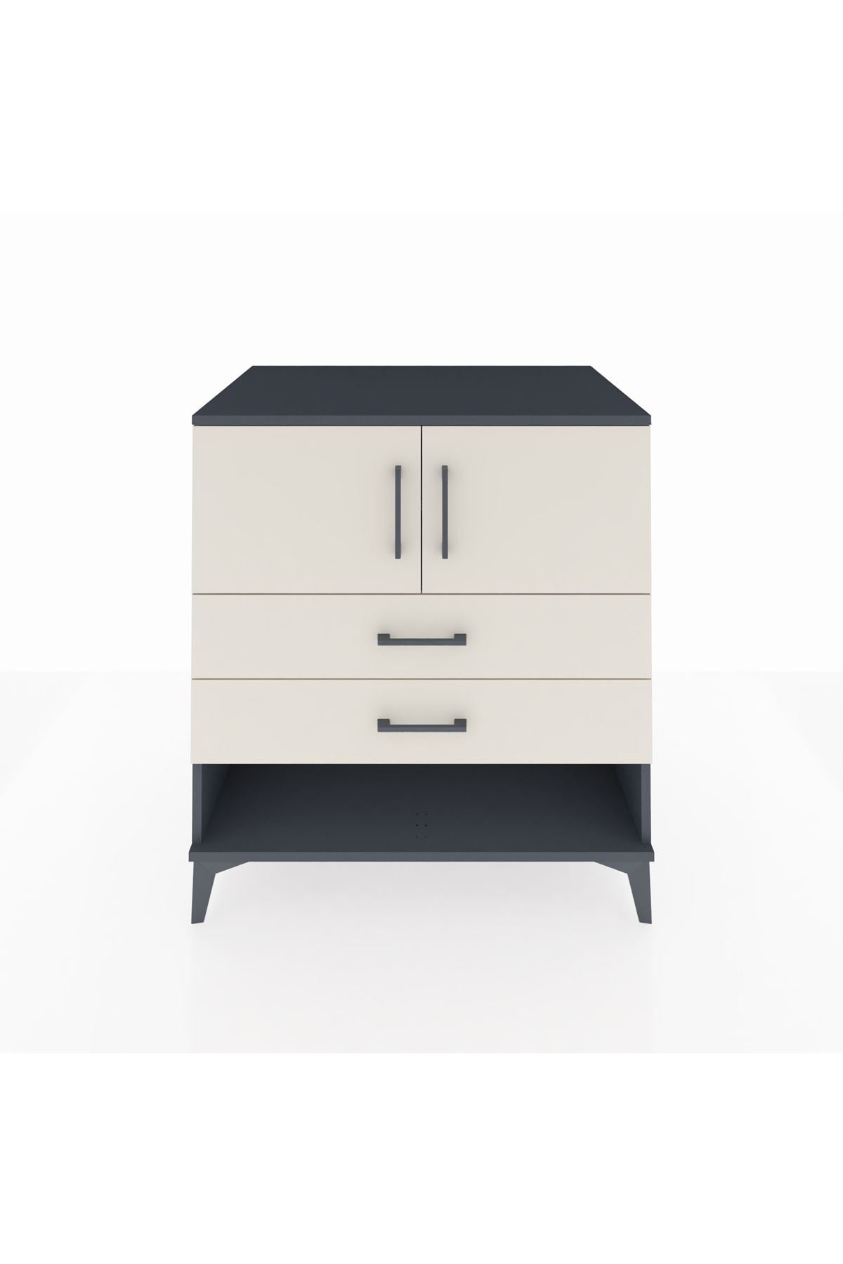 Kronos Şifonyer 2 Raflı 2 Çekmeceli 2 Kapaklı 88x59x96 Antrasit-Aytaşı