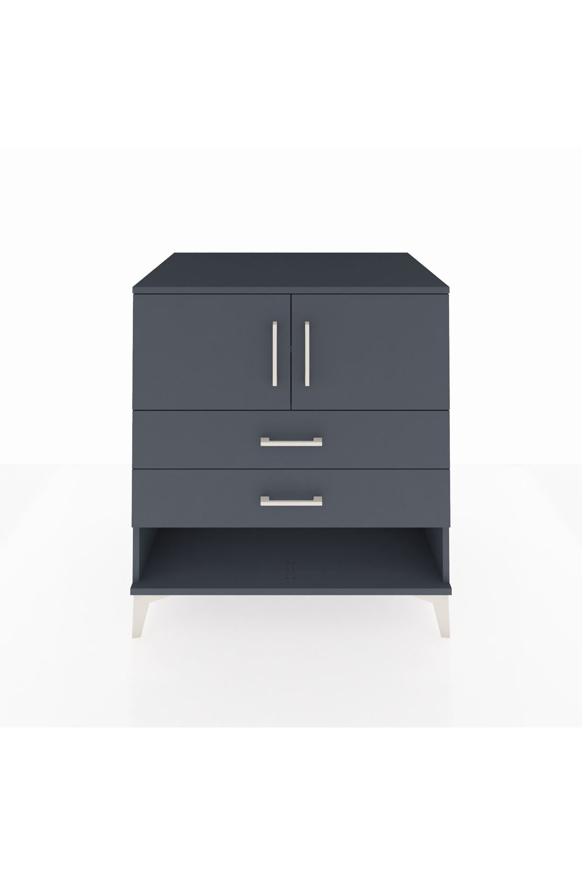 Kronos Şifonyer 2 Raflı 2 Çekmeceli 2 Kapaklı 88x59x96 Antrasit-Antrasit