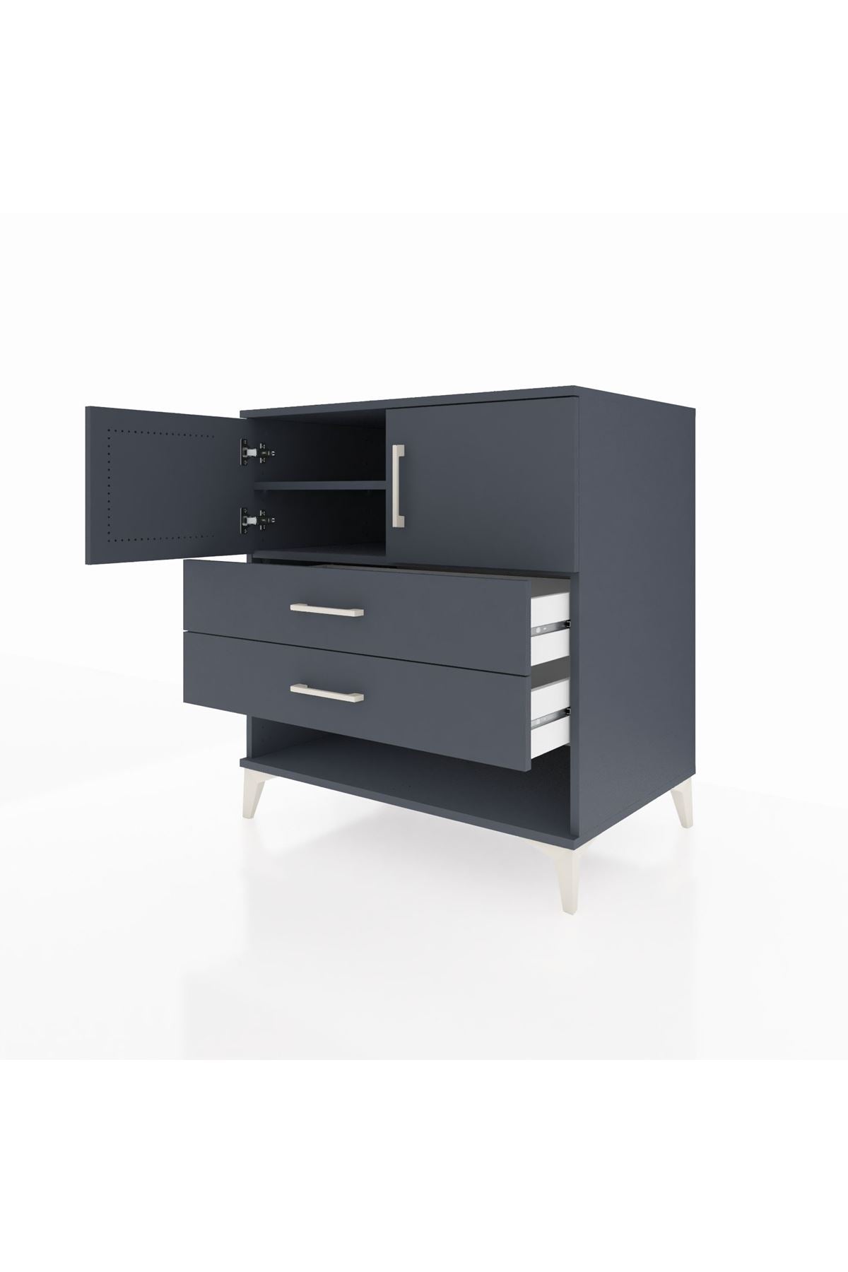 Kronos Şifonyer 2 Raflı 2 Çekmeceli 2 Kapaklı 88x59x96 Antrasit-Antrasit