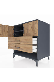Kronos Şifonyer 2 Raflı 2 Çekmeceli 2 Kapaklı 88x59x96 Antrasit-Çam