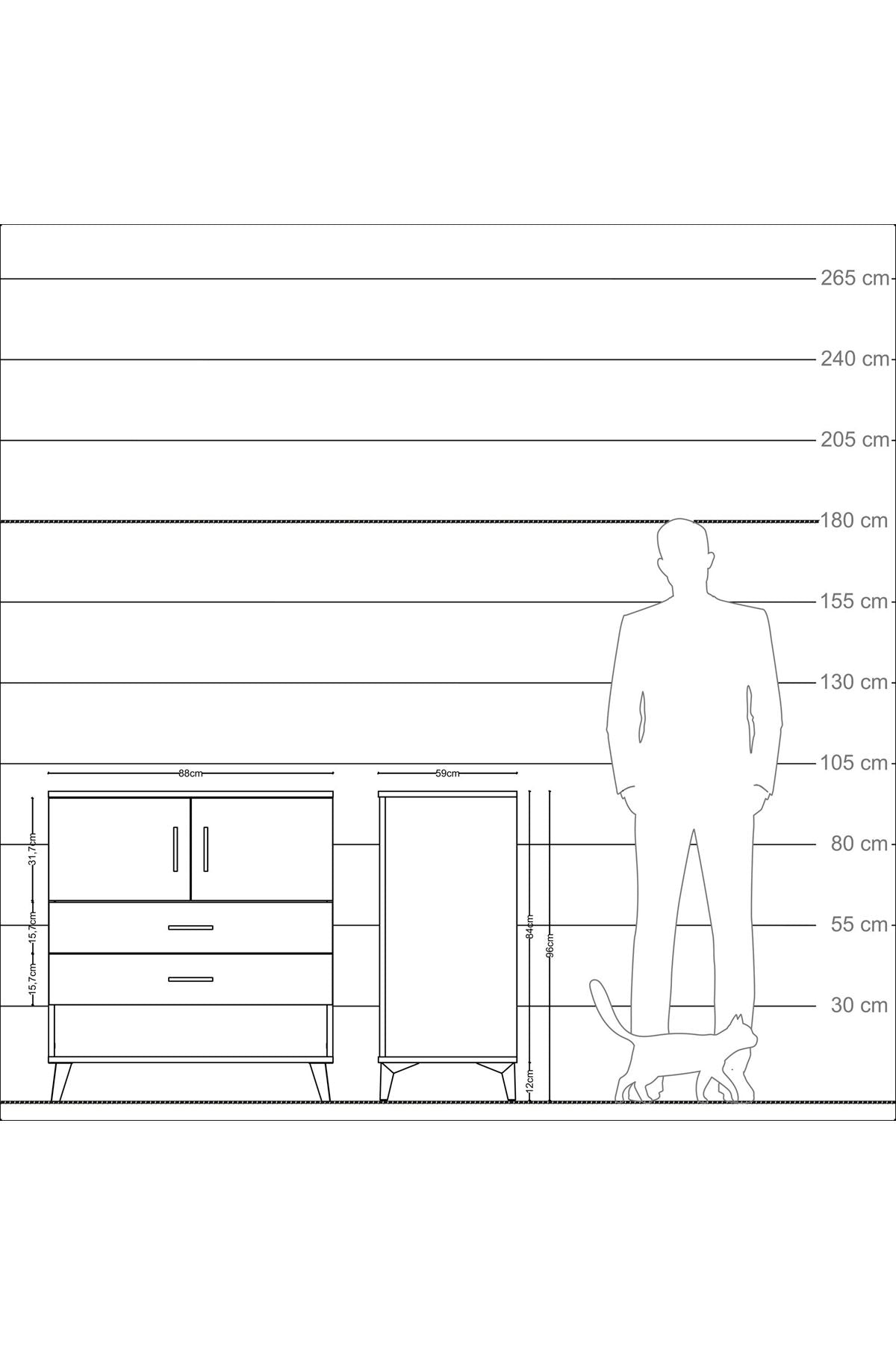 Kronos Şifonyer 2 Raflı 2 Çekmeceli 2 Kapaklı 88x59x96 Çam-Aytaşı