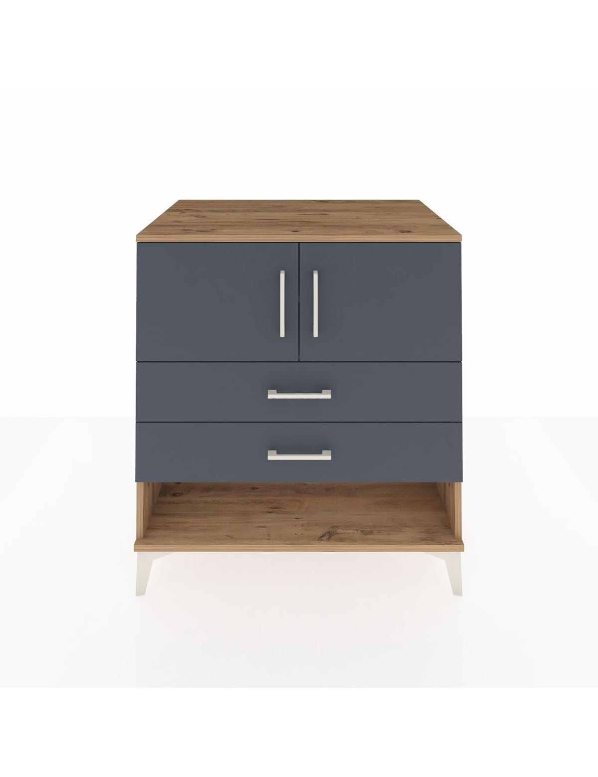 Kronos Şifonyer 2 Raflı 2 Çekmeceli 2 Kapaklı 88x59x96 Çam-Antrasit