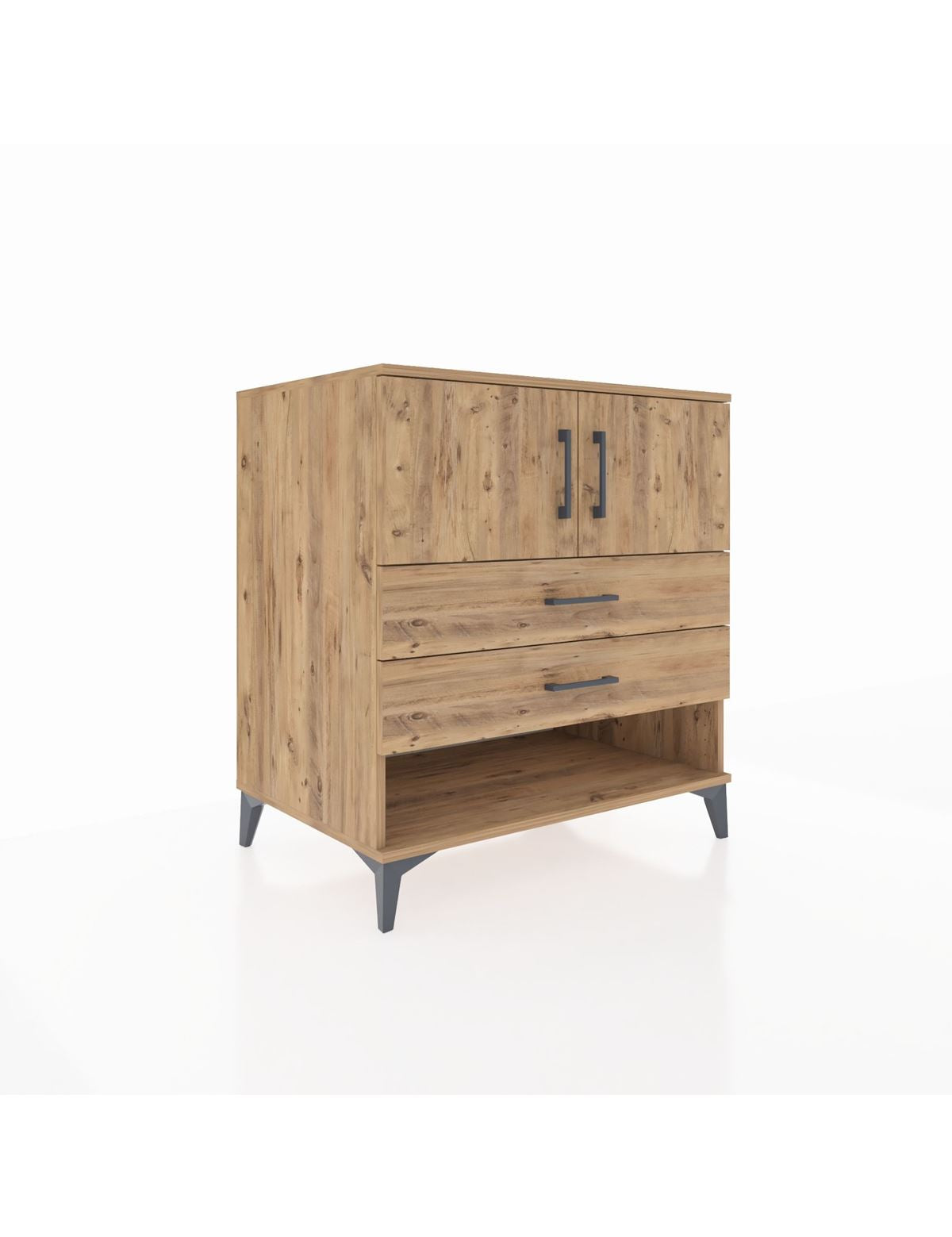 Kronos Şifonyer 2 Raflı 2 Çekmeceli 2 Kapaklı 88x59x96 Çam-Çam