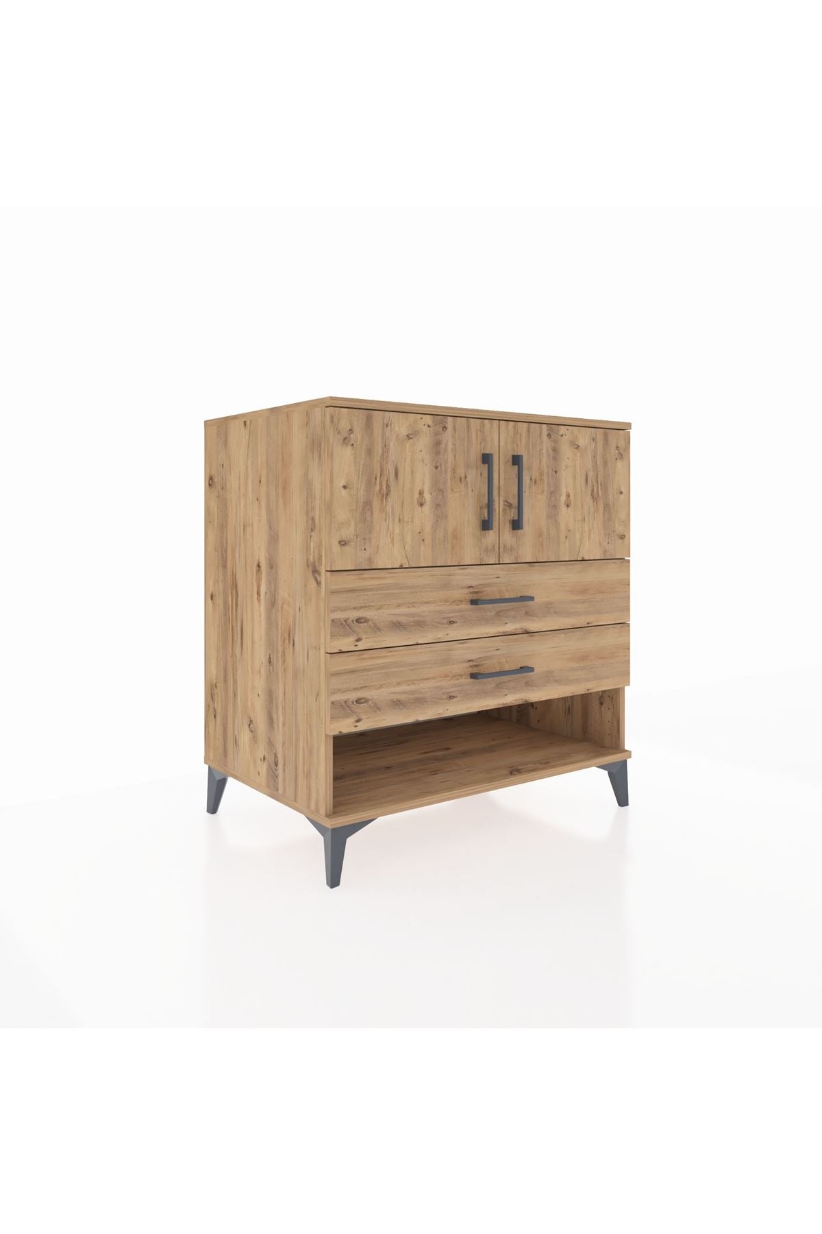 Kronos Şifonyer 2 Raflı 2 Çekmeceli 2 Kapaklı 88x59x96 Çam-Çam