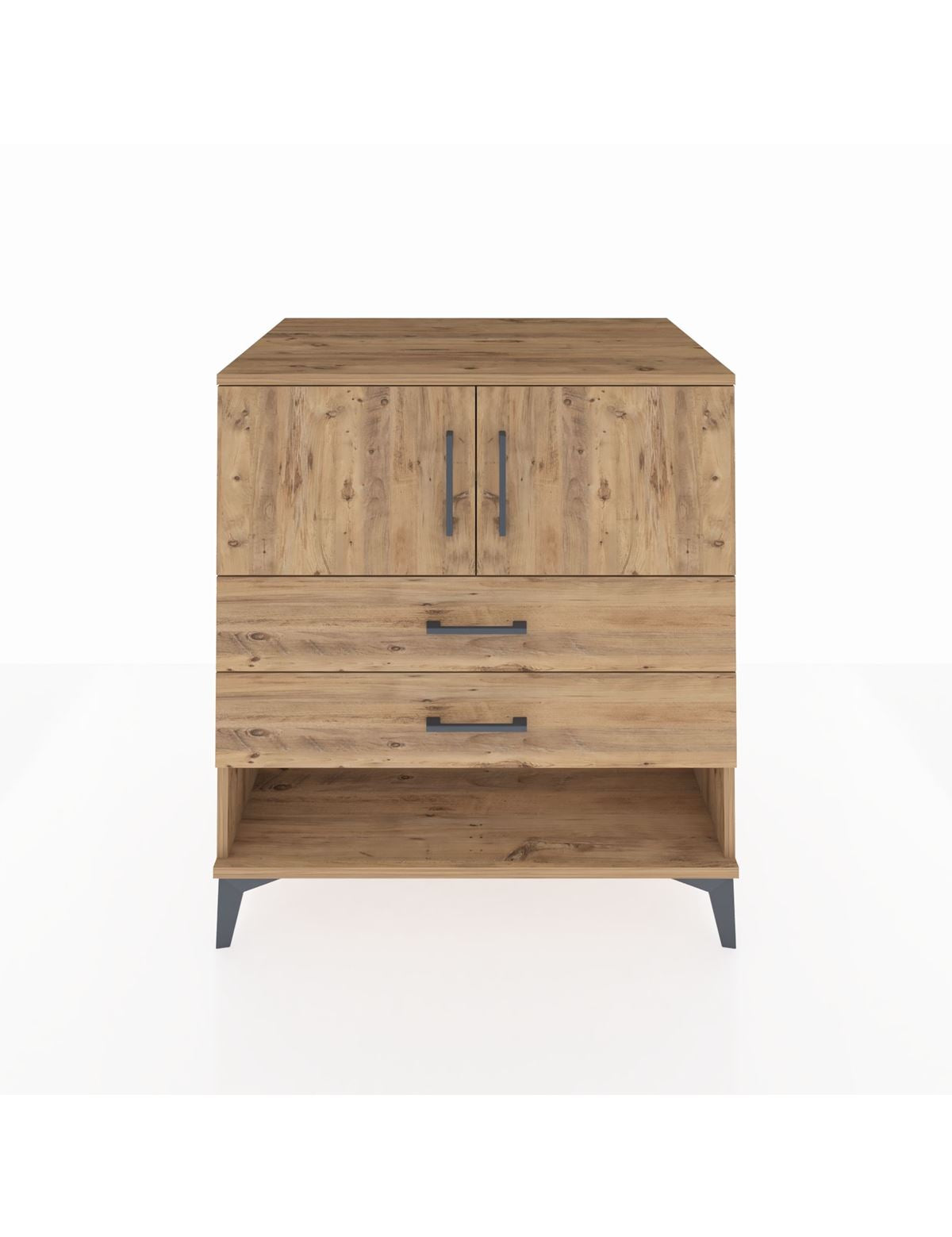 Kronos Şifonyer 2 Raflı 2 Çekmeceli 2 Kapaklı 88x59x96 Çam-Çam