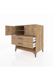 Kronos Şifonyer 2 Raflı 2 Çekmeceli 2 Kapaklı 88x59x96 Çam-Çam