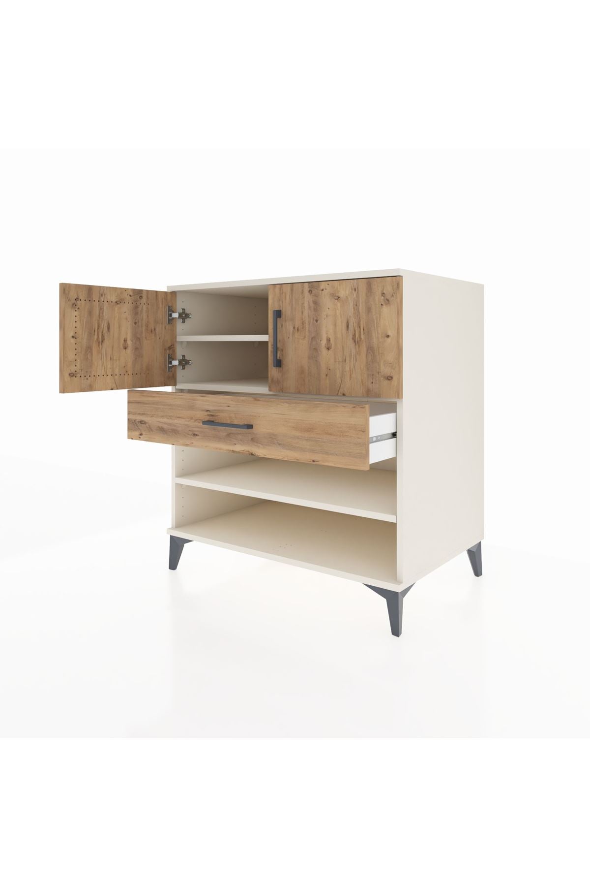 Kronos Şifonyer 3 Raflı Tek Çekmeceli 2 Kapaklı 88x59x96 Aytaşı-Çam