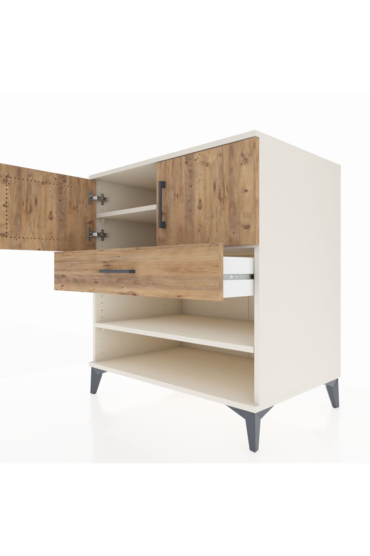 Kronos Şifonyer 3 Raflı Tek Çekmeceli 2 Kapaklı 88x59x96 Aytaşı-Çam