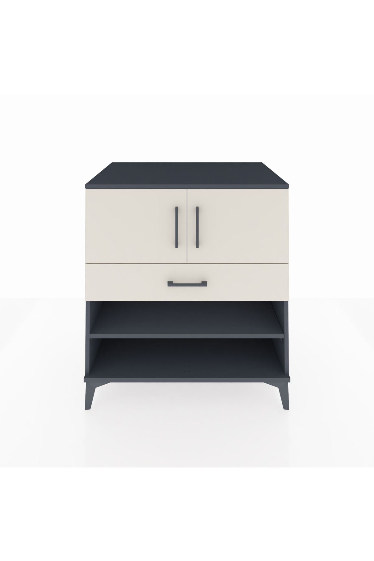 Kronos Şifonyer 3 Raflı Tek Çekmeceli 2 Kapaklı 88x59x96 Antrasit-Aytaşı