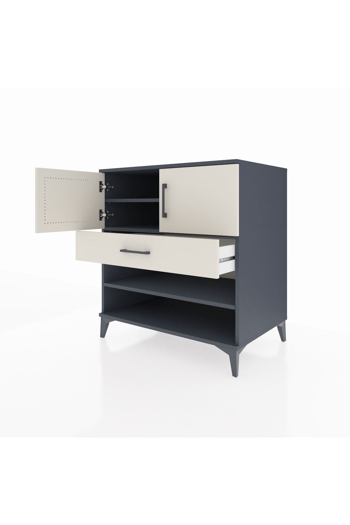 Kronos Şifonyer 3 Raflı Tek Çekmeceli 2 Kapaklı 88x59x96 - S70M031V4C