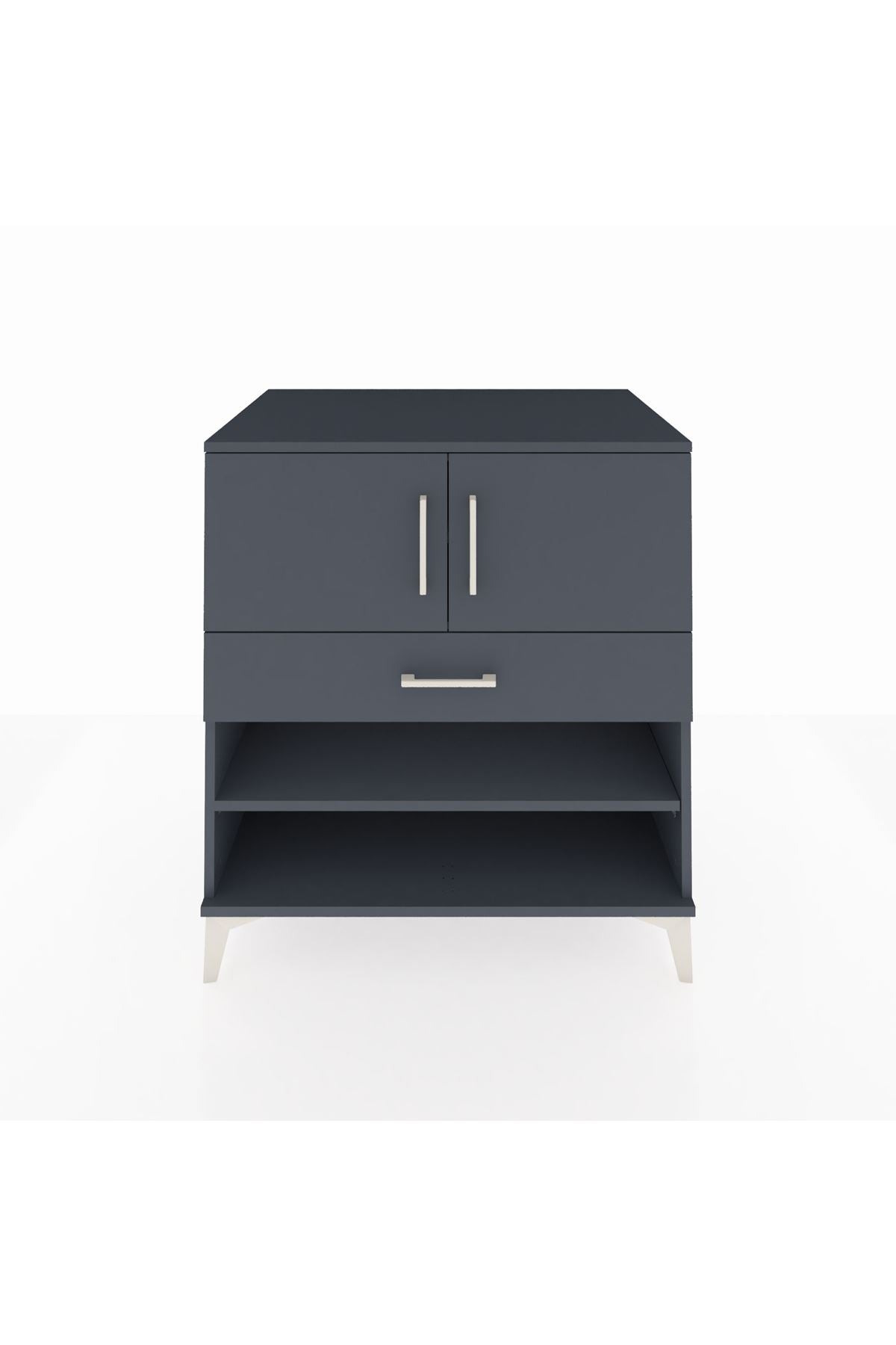 Kronos Şifonyer 3 Raflı Tek Çekmeceli 2 Kapaklı 88x59x96 Antrasit-Antrasit