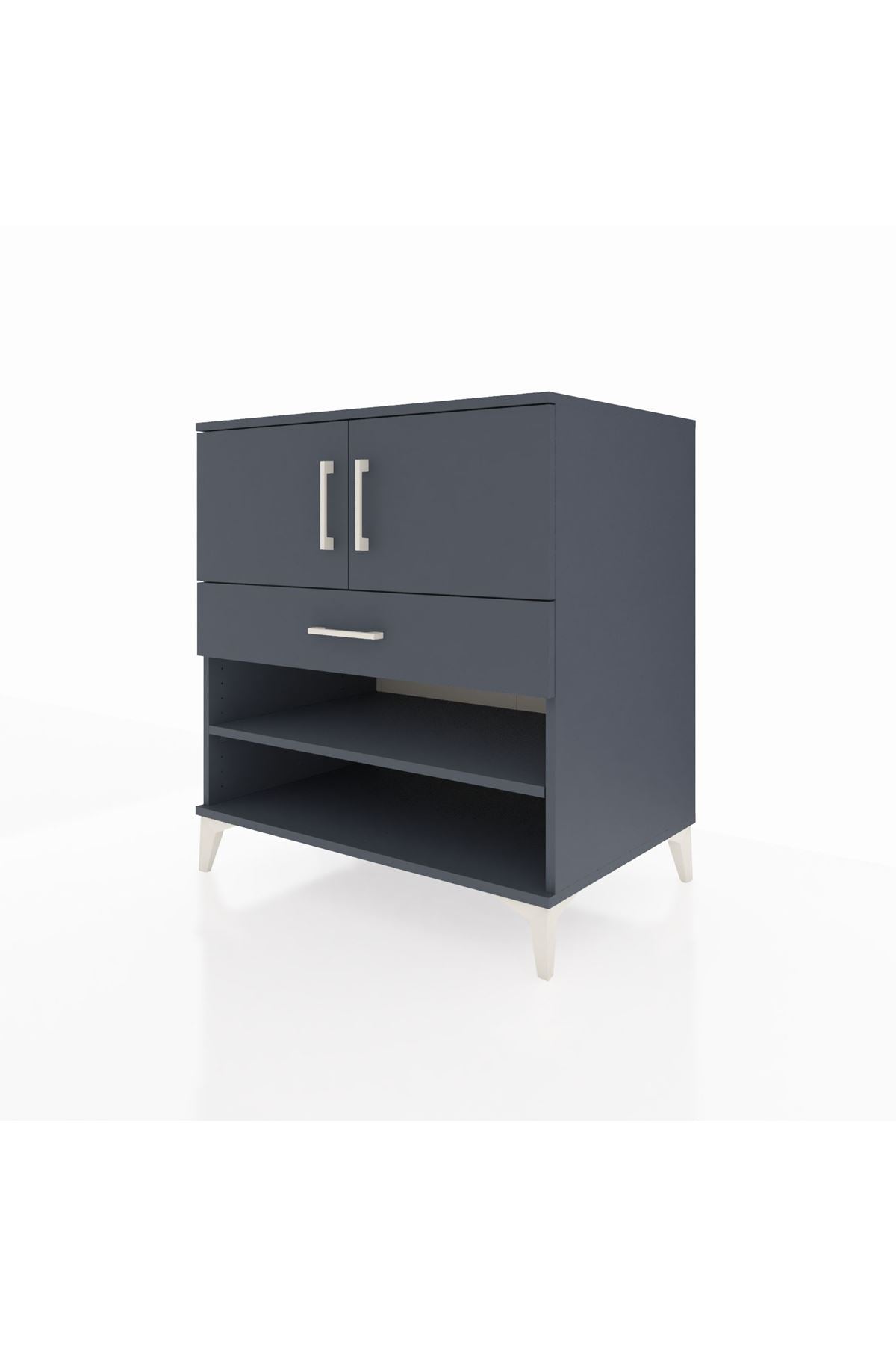 Kronos Şifonyer 3 Raflı Tek Çekmeceli 2 Kapaklı 88x59x96 Antrasit-Antrasit