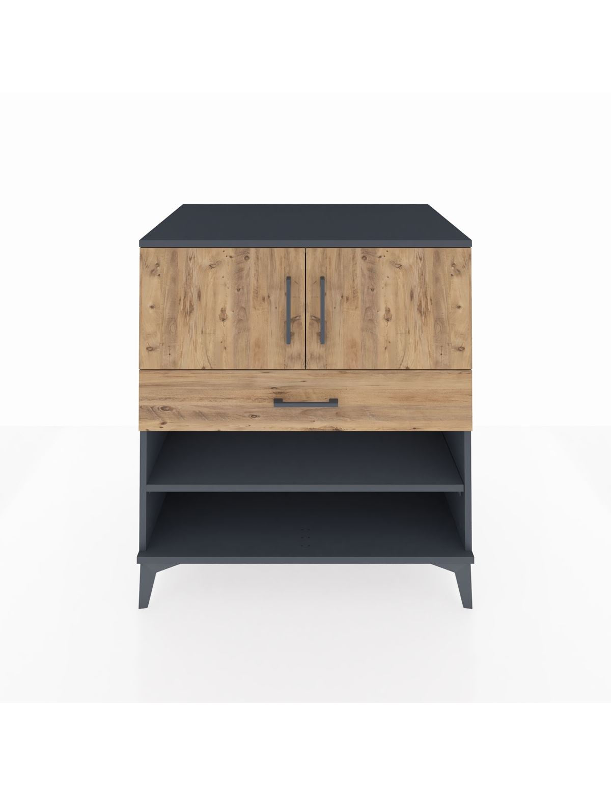 Kronos Şifonyer 3 Raflı Tek Çekmeceli 2 Kapaklı 88x59x96 Antrasit-Çam