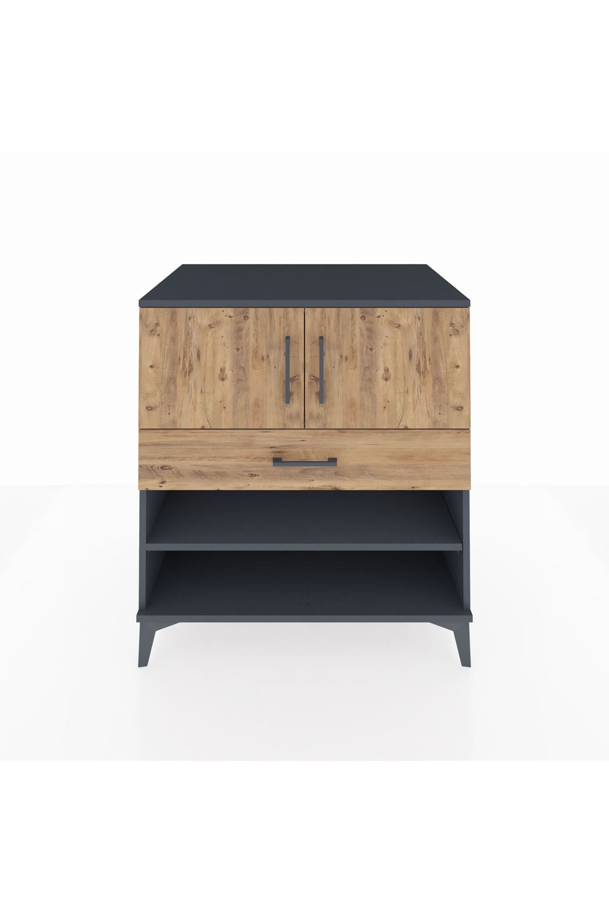 Kronos Şifonyer 3 Raflı Tek Çekmeceli 2 Kapaklı 88x59x96 Antrasit-Çam