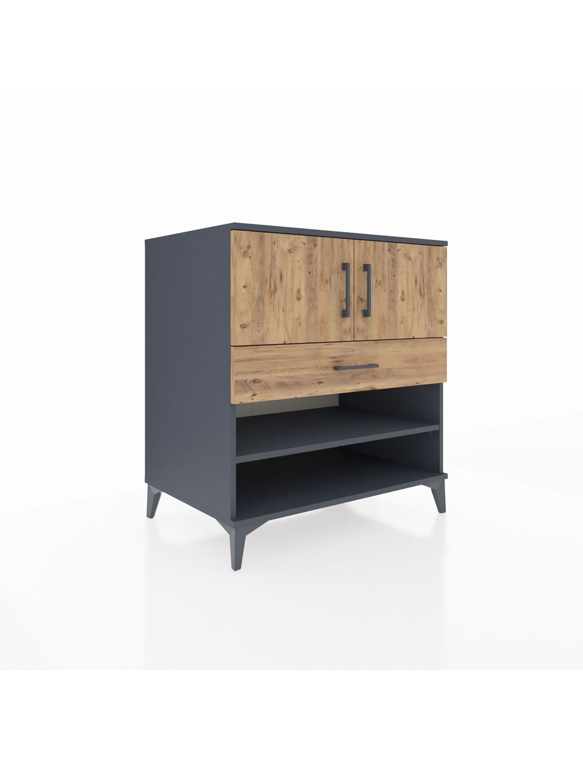 Kronos Şifonyer 3 Raflı Tek Çekmeceli 2 Kapaklı 88x59x96 Antrasit-Çam