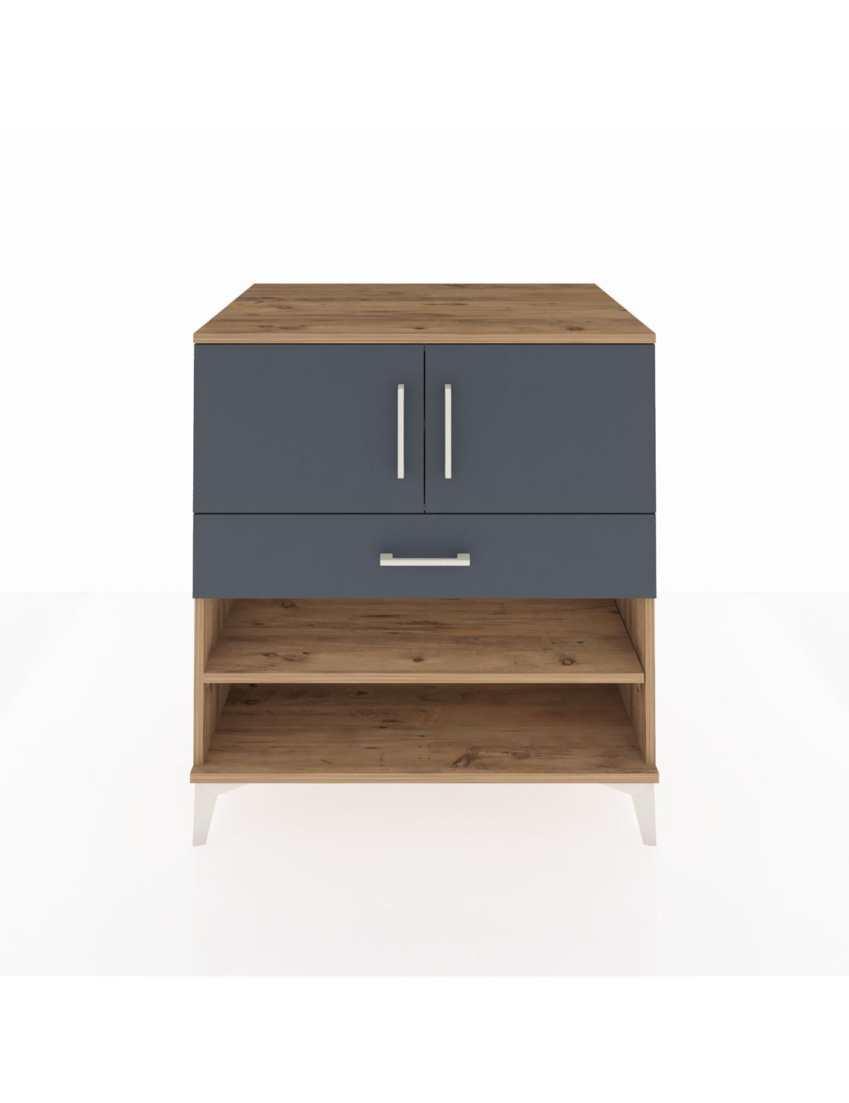 Kronos Şifonyer 3 Raflı Tek Çekmeceli 2 Kapaklı 88x59x96 Çam-Antrasit