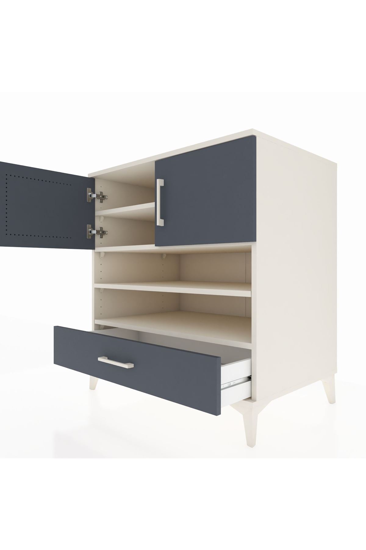 Kronos Şifonyer 4 Raflı Tek Çekmeceli 2 Kapaklı 88x59x96 Aytaşı-Antrasit