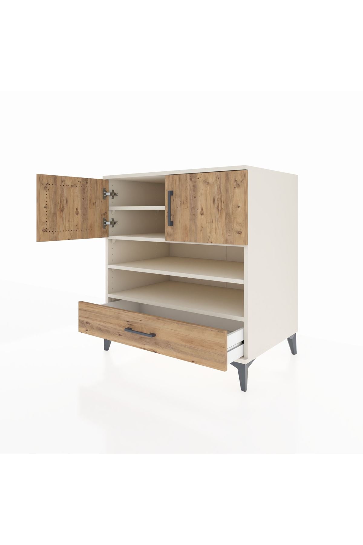 Kronos Şifonyer 4 Raflı Tek Çekmeceli 2 Kapaklı 88x59x96 Aytaşı-Çam