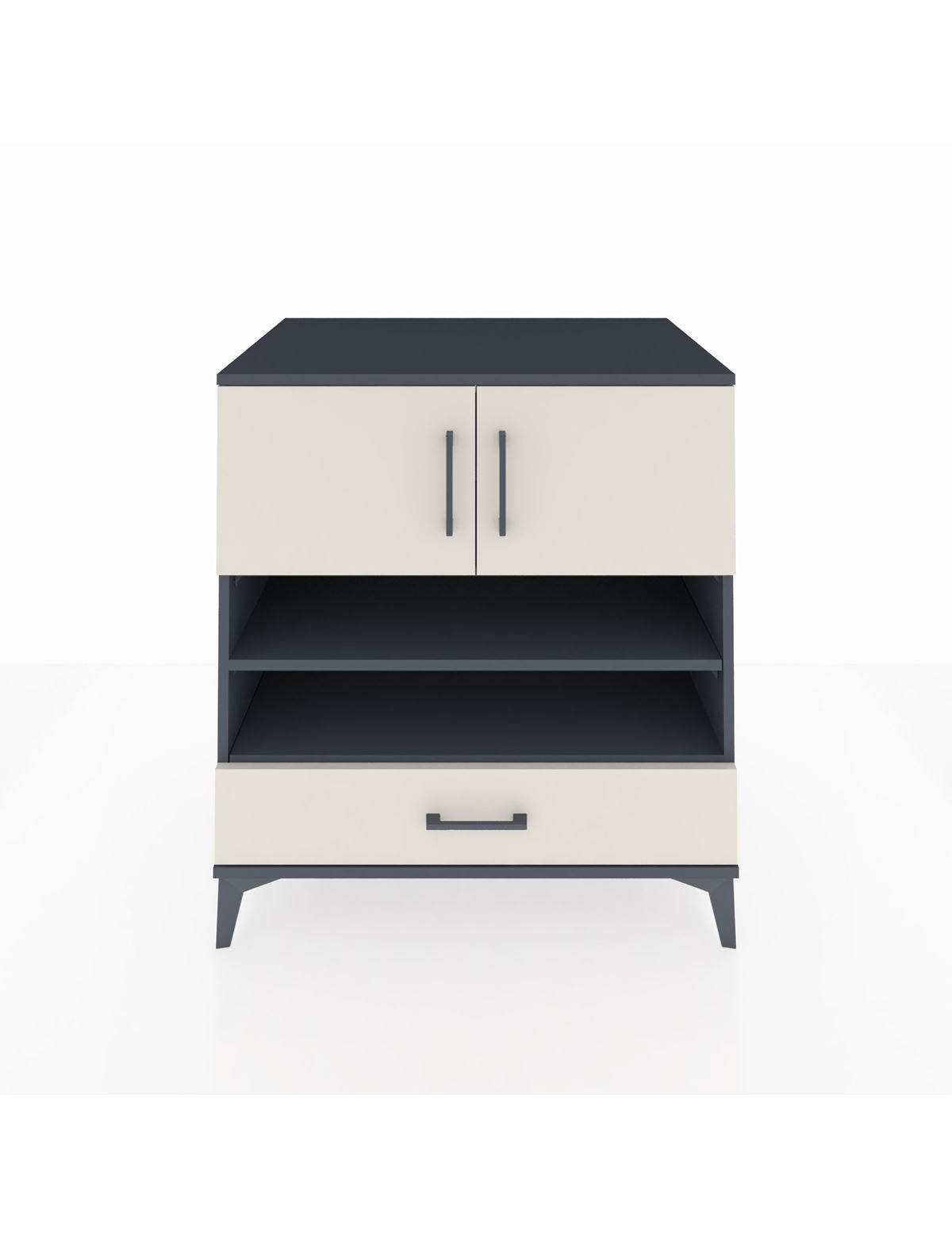 Kronos Şifonyer 4 Raflı Tek Çekmeceli 2 Kapaklı 88x59x96 Antrasit-Aytaşı