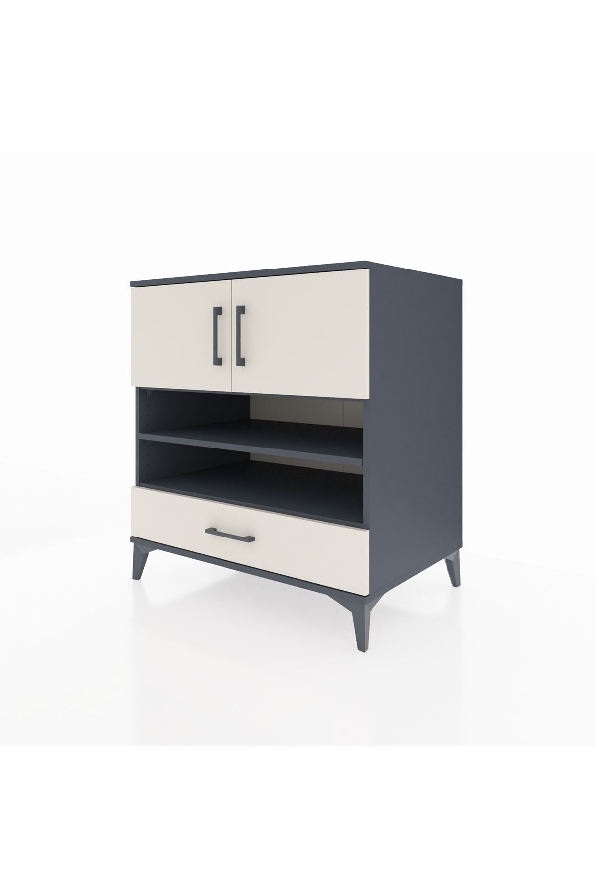 Kronos Şifonyer 4 Raflı Tek Çekmeceli 2 Kapaklı 88x59x96 Antrasit-Aytaşı