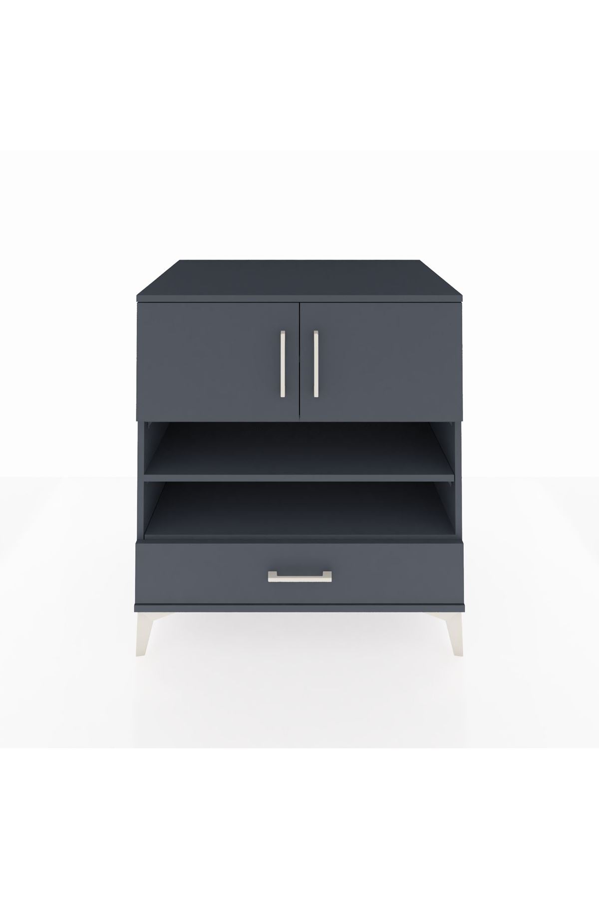 Kronos Şifonyer 4 Raflı Tek Çekmeceli 2 Kapaklı 88x59x96 Antrasit-Antrasit