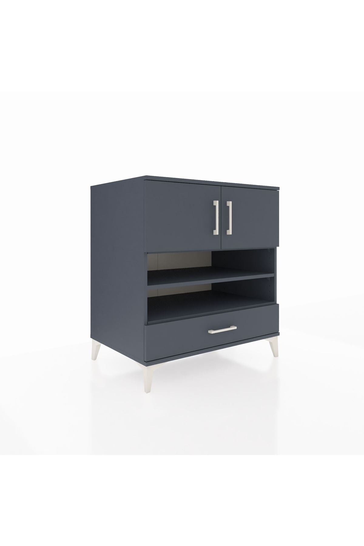 Kronos Şifonyer 4 Raflı Tek Çekmeceli 2 Kapaklı 88x59x96 Antrasit-Antrasit