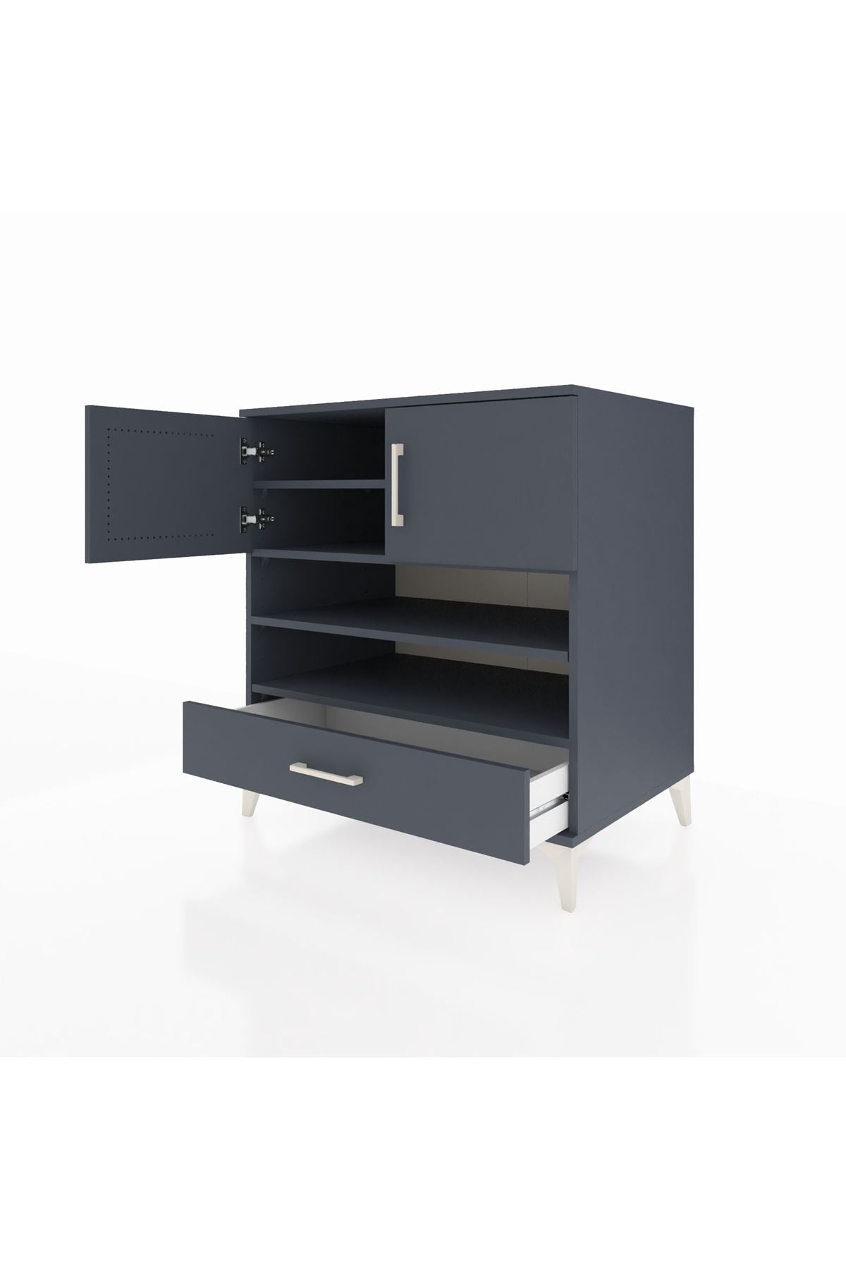 Kronos Şifonyer 4 Raflı Tek Çekmeceli 2 Kapaklı 88x59x96 Antrasit-Antrasit