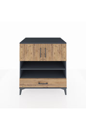 Kronos Şifonyer 4 Raflı Tek Çekmeceli 2 Kapaklı 88x59x96 Antrasit-Çam