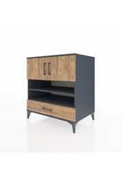 Kronos Şifonyer 4 Raflı Tek Çekmeceli 2 Kapaklı 88x59x96 Antrasit-Çam