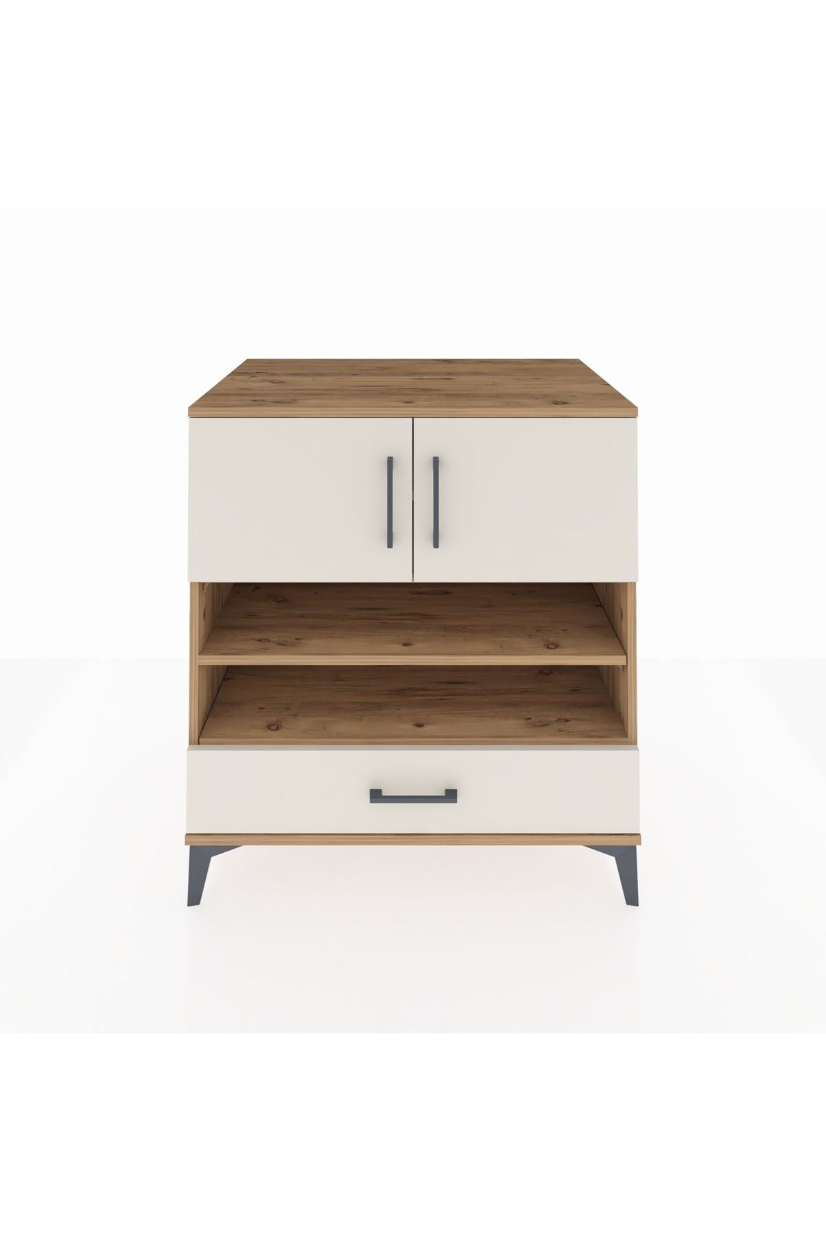 Kronos Şifonyer 4 Raflı Tek Çekmeceli 2 Kapaklı 88x59x96 Çam-Aytaşı