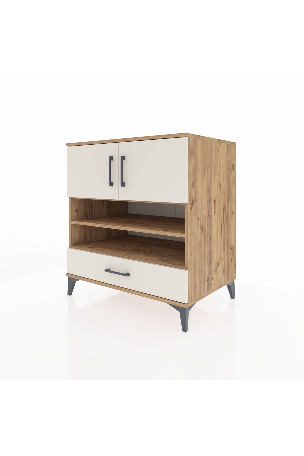 Kronos Şifonyer 4 Raflı Tek Çekmeceli 2 Kapaklı 88x59x96 Çam-Aytaşı