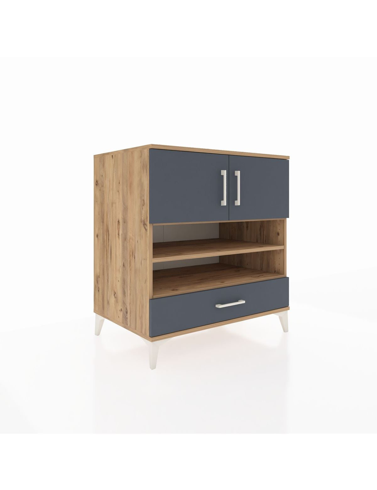 Kronos Şifonyer 4 Raflı Tek Çekmeceli 2 Kapaklı 88x59x96 Çam-Antrasit