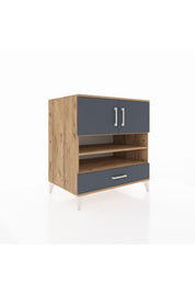 Kronos Şifonyer 4 Raflı Tek Çekmeceli 2 Kapaklı 88x59x96 Çam-Antrasit