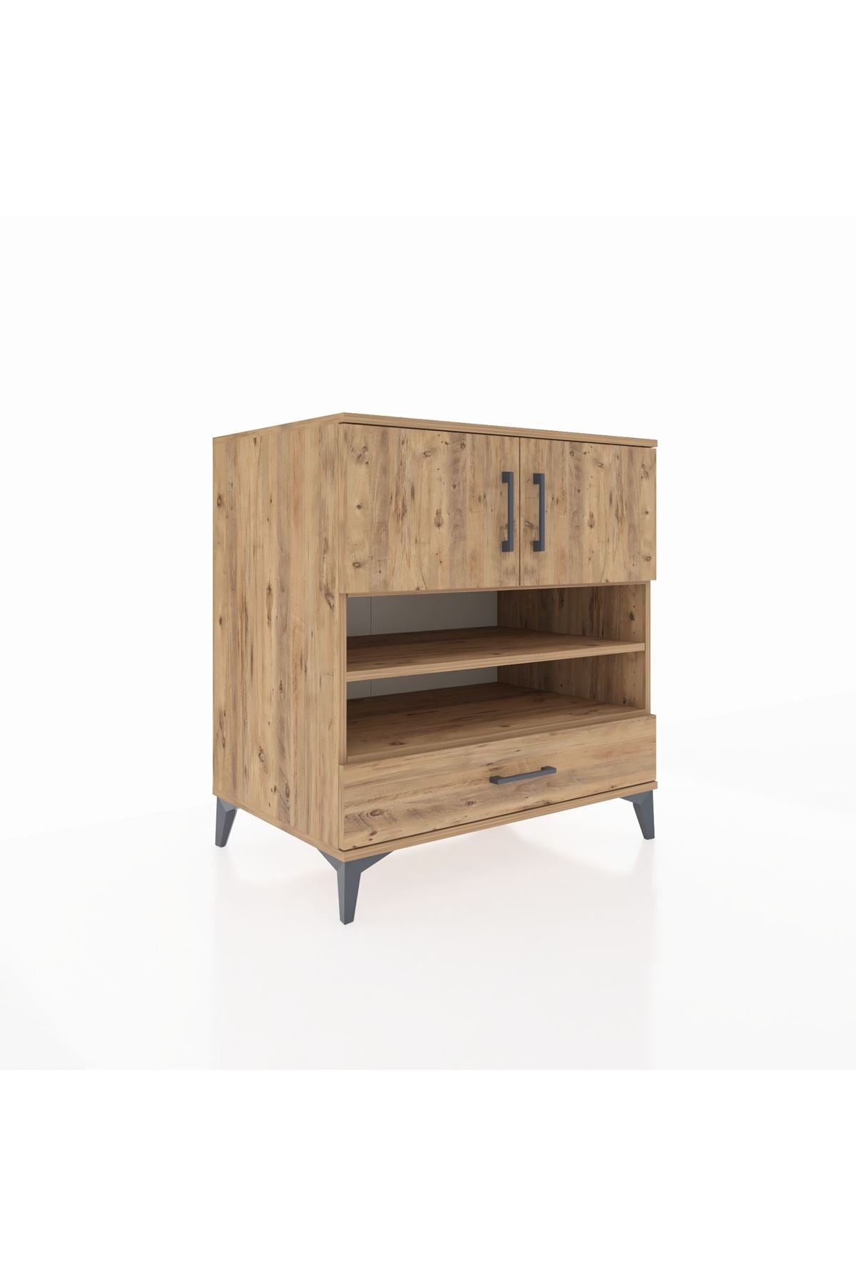 Kronos Şifonyer 4 Raflı Tek Çekmeceli 2 Kapaklı 88x59x96 Çam-Çam