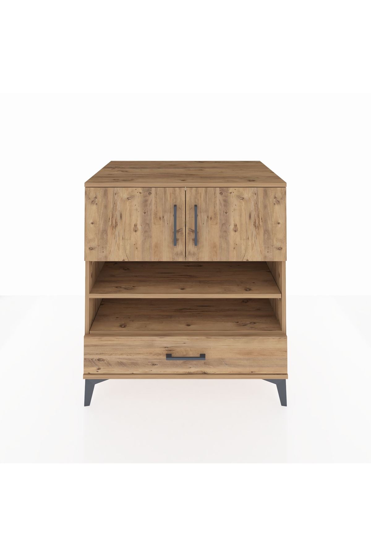 Kronos Şifonyer 4 Raflı Tek Çekmeceli 2 Kapaklı 88x59x96 Çam-Çam