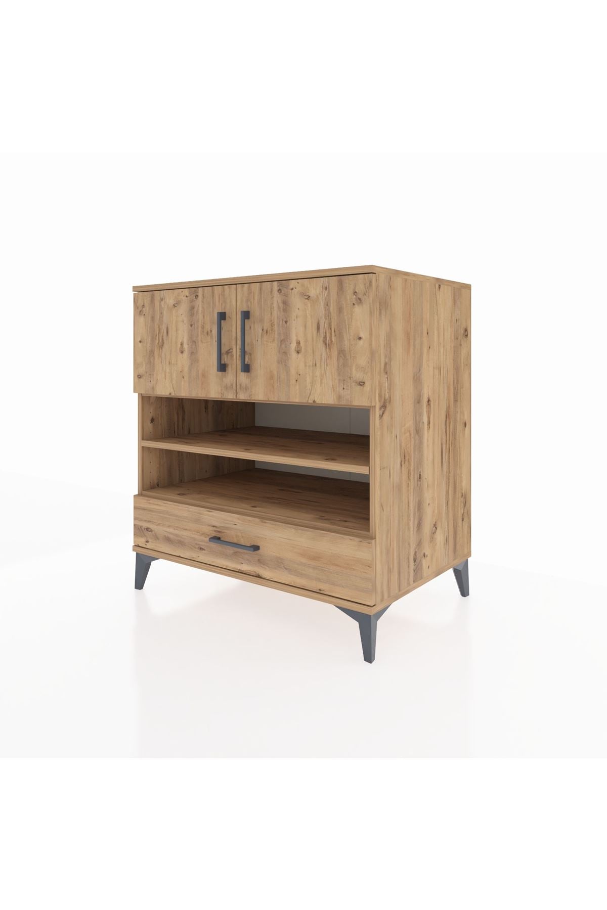 Kronos Şifonyer 4 Raflı Tek Çekmeceli 2 Kapaklı 88x59x96 Çam-Çam