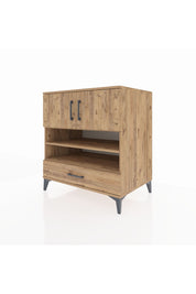 Kronos Şifonyer 4 Raflı Tek Çekmeceli 2 Kapaklı 88x59x96 Çam-Çam