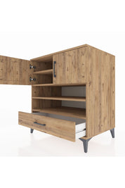 Kronos Şifonyer 4 Raflı Tek Çekmeceli 2 Kapaklı 88x59x96 Çam-Çam