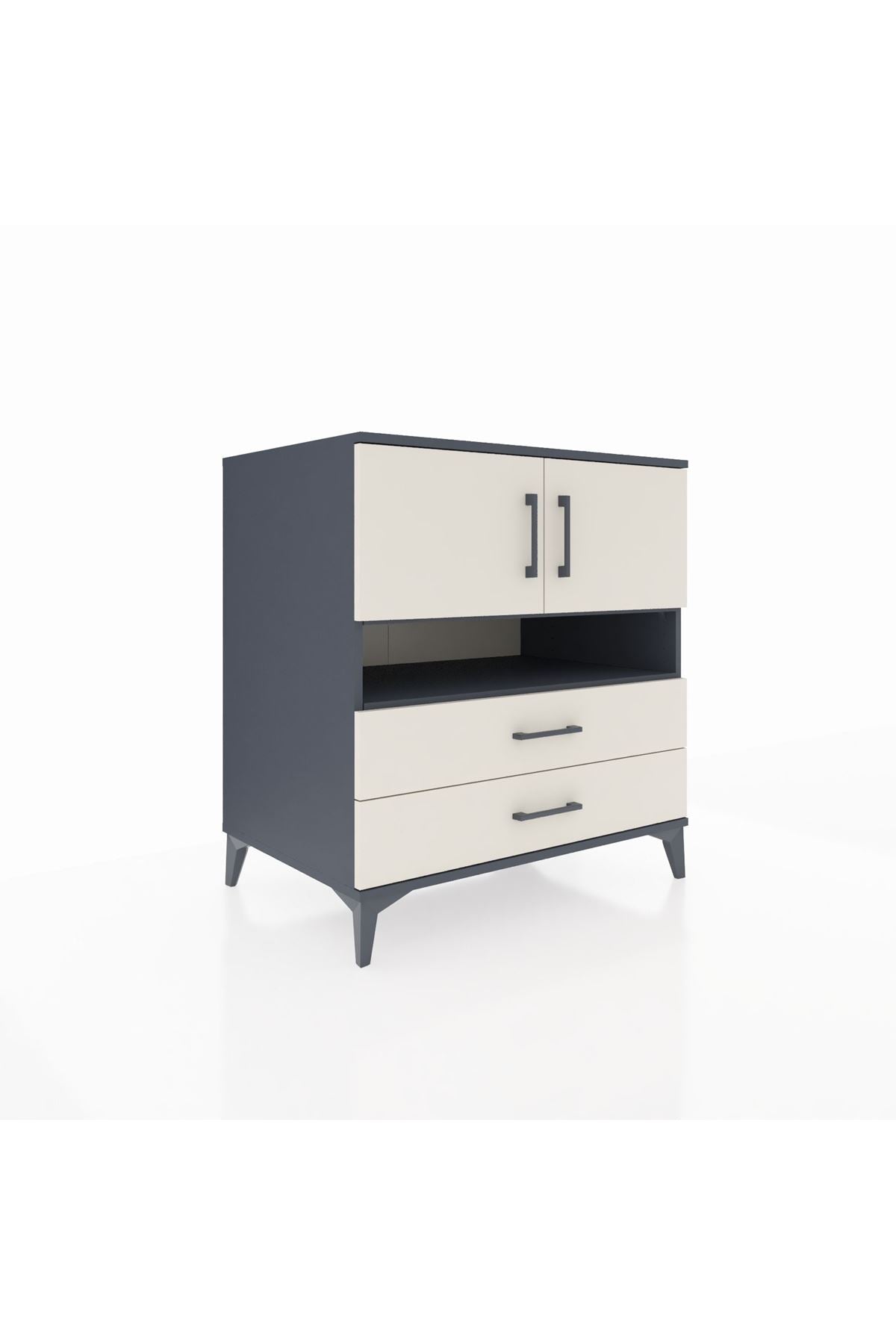 Kronos Şifonyer 3 Raflı 2 Çekmeceli 2 Kapaklı 88x59x96 Antrasit-Aytaşı